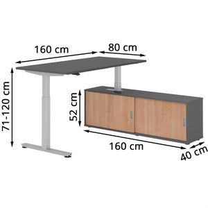 Produktbild für Schreibtisch Hammerbacher XMST 29344, graphit, in Sideboard