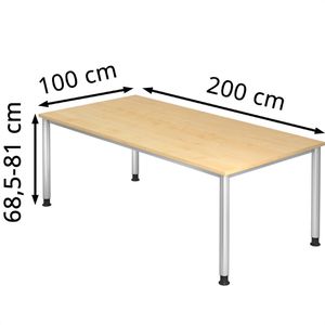 Produktbild für Schreibtisch Hammerbacher H-Serie, ahorn / silber