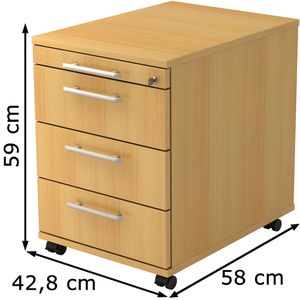 Produktbild für Rollcontainer Hammerbacher N-Serie, aus Holz, buche