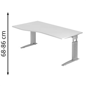 Produktbild für Schreibtisch Hammerbacher U-Serie, weiß / silber