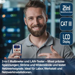 Produktbild für Multimeter PeakTech P 3365, digital, RMS, Netzwerkabeltester