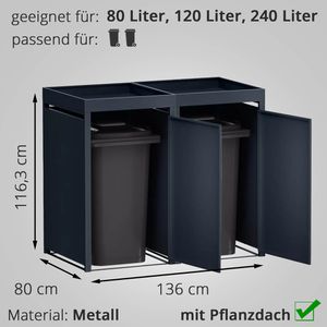 Produktbild für Mülltonnenbox Metzler MMB-2-2X, Metall