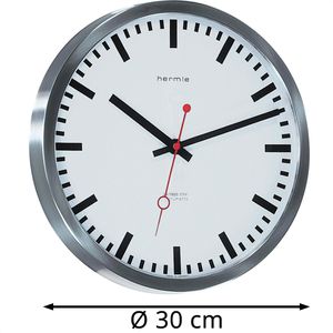 Produktbild für Wanduhr Hermle Grand Central 30471 Edelstahl, analog, Quarzuhr