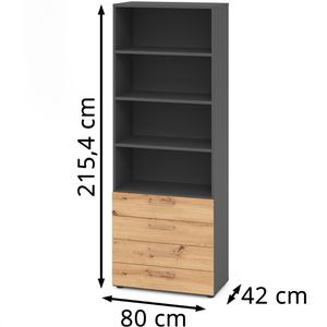 Produktbild für Kombischrank Hammerbacher Serie 9 Advanced, eiche / graphit
