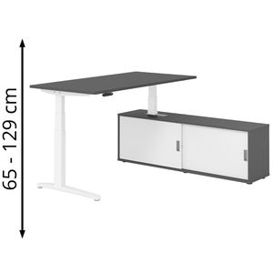 Schreibtisch Hammerbacher XBHM, 30845, graphit, mit Sideboard