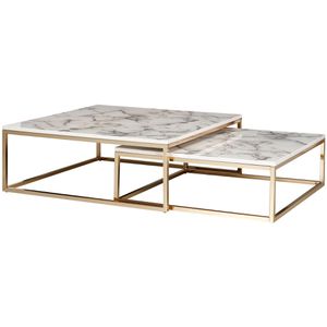 Produktbild für Couchtisch Wohnling WL6.246, aus Holz / Metall,weiß marmoriert