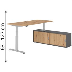 Schreibtisch Hammerbacher XDSM, 29900, asteiche, mit Sideboard