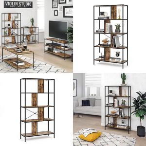 Produktbild für Bücherregal Vicco Fyrk, schwarz / dunkelbraun