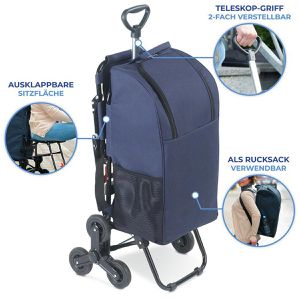 Produktbild für Einkaufstrolley Maximex 84601500 blau, klappbar