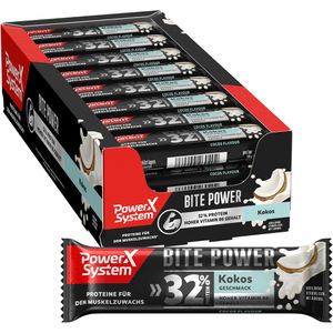 Power-System Proteinriegel Bite Power, 24 Riegel, Kokos, je 35g, pro Riegel 11g Protein