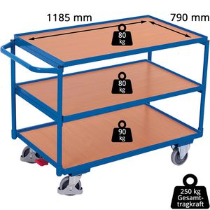 Produktbild für Tischwagen VARIOfit sw-800.661, aus Metall &amp; Holz