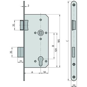 Produktbild für Einsteckschloss BASI 9770-6522, DIN links