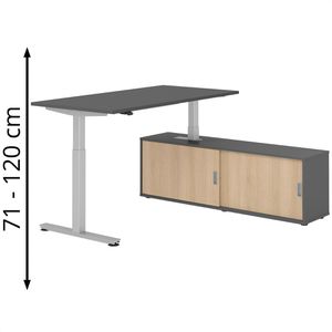 Schreibtisch Hammerbacher XMST 29337 graphit, mit Sideboard