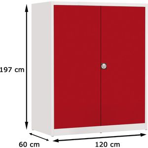 Produktbild für Werkzeugschrank Mauser WFG5-6-12, aus Metall, grau / rot