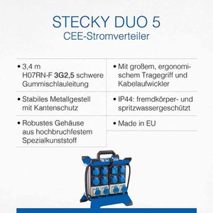Produktbild für CEE-Stromverteiler as-Schwabe Stecky Duo 5, mobil, für außen