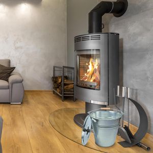 Produktbild für Ascheeimer HRB 667019667022, silber, mit Holzgriff und Deckel
