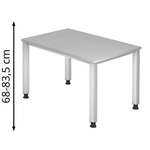 Schreibtisch Hammerbacher Q-Serie, lichtgrau / silber