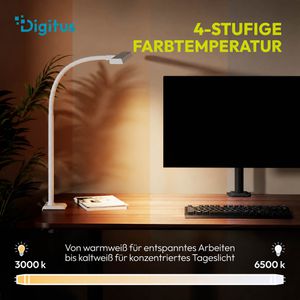 Produktbild für Schreibtischlampe Digitus DA-90493, weiß, LED, dimmbar