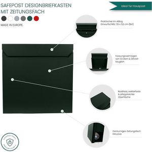 Produktbild für Briefkasten SafePost ScanPro 800 RAL6009, grün, aus Stahl