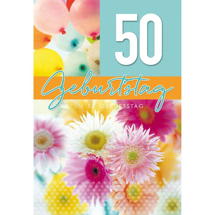 BöttcherAG Geburtstagskarten Blumen 50 Jahre, 115 x 170mm, Klappkarte
