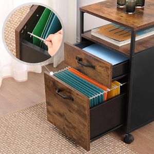 Produktbild für Rollcontainer Vasagle OFC71X, aus Holz, braun, vintage