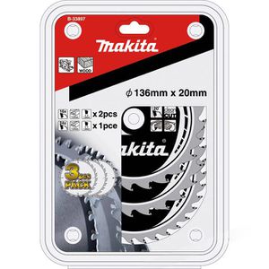 Produktbild für Kreissägeblatt Makita B-33897, Specialized 3er Set