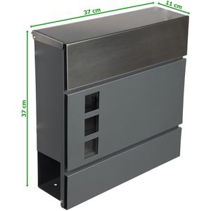 Produktbild für Briefkasten Ondis24 Atlanta PACK, anthrazit/silber, aus Stahl