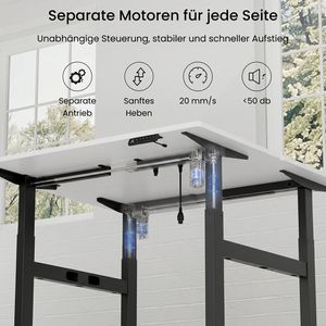 Produktbild für Schreibtisch FlexiSpot EH1B, Doppelarbeitsplatz, weiß/schwarz