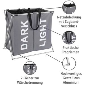 Produktbild für Wäschekorb Wenko Duo Grau, mit 2 Fächern