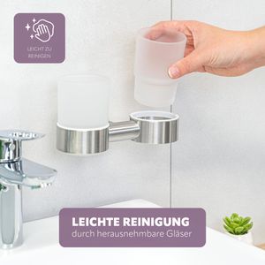 Produktbild für Zahnputzbecher Bremermann PIAZZA Doppel, aus satiniertem Glas
