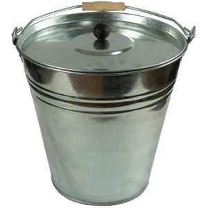 Ascheeimer HRB 667021667023, silber, mit Holzgriff und Deckel