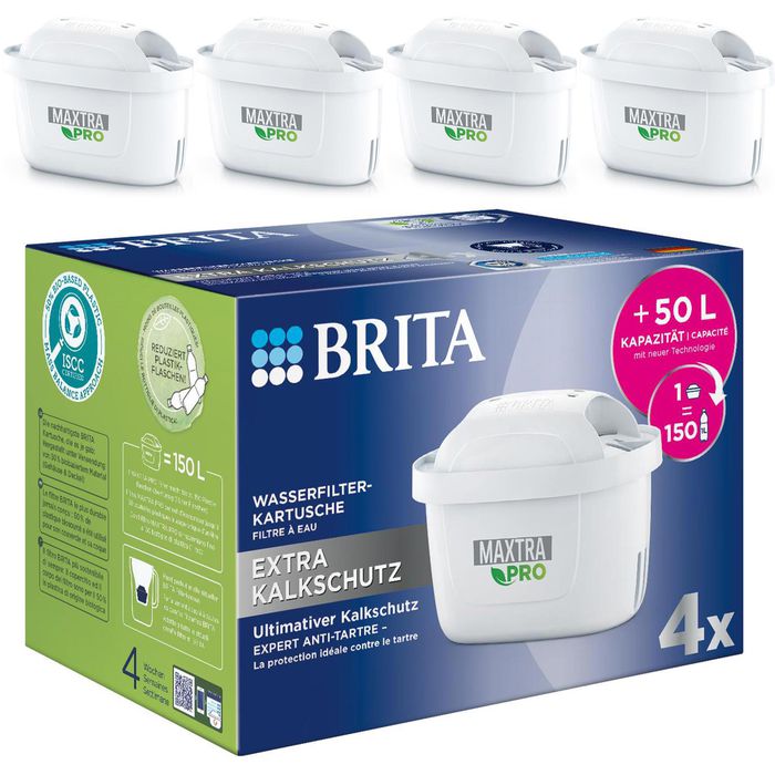 Brita Filterkartusche Maxtra Pro Extra für Tischwasserfilter, Brita Kalkschutz, 4 AG Böttcher – Stück