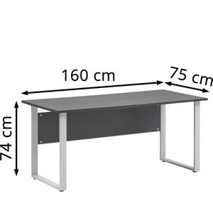 Produktbild für Schreibtisch Möbelpartner Serie 1500, anthrazit / silber