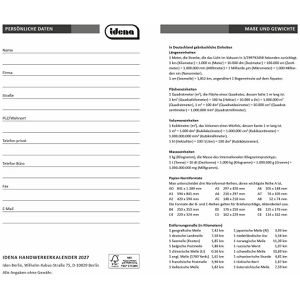 Produktbild für Taschenkalender Idena 11896, Handwerkerkalender, Jahr 2027
