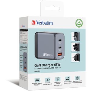 Produktbild für USB-Ladegerät Verbatim GNC-65, GaN, 65 Watt