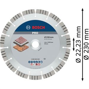 Produktbild für Trennscheibe Bosch PRO Stone, 2608602645, Bohrungs-Ø 22,23 mm