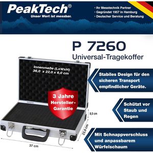 Produktbild für Transportkoffer PeakTech P 7260, abschließbar, aus Aluminium