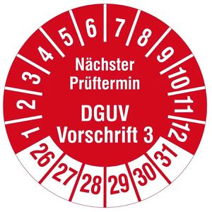 Prüfplaketten Böttcher-AG DGUV Vo3, nächster Prüftermin