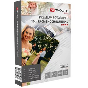 Fotopapier Monolith Premium High Glossy, für Inkjet, 10x15 cm