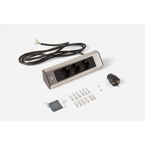 Produktbild für Tischsteckdose Bachmann Casia 2, mit 2 m Schuko Kabel