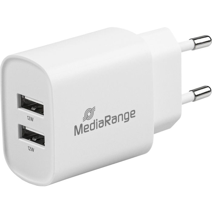 MediaRange USB-Ladegerät MRMA114, 12W, 2,4A, weiß, 2x USB A, 2