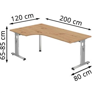 Produktbild für Schreibtisch Hammerbacher O-Serie, asteiche / silber
