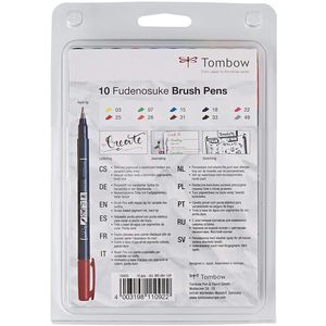Produktbild für Brush-Pen Tombow WS-BH-10P, Fudenosuke, hart