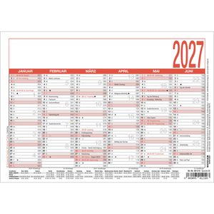 Produktbild für Tafelkalender Zettler 904 Arbeitstagekalender rot, mit Ferien