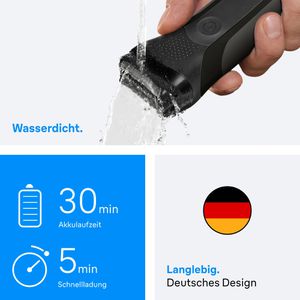 Produktbild für Elektrorasierer Braun Series 3 Close &amp; Clean, 300BT, grau