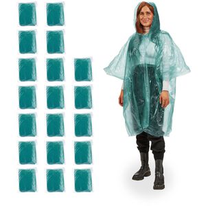 Regenponcho Relaxdays Länge 98 cm, Einweg, 20 Stück
