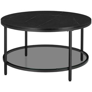 Produktbild für Couchtisch Vasagle LCT072B58, Holz / Glas, schwarz marmoriert