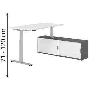 Produktbild für Schreibtisch Hammerbacher XMST 29290, weiß, mit Sideboard