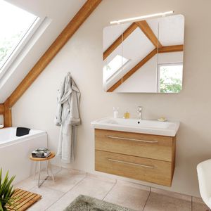 Produktbild für Waschtisch Fackelmann Milano, mit Spiegelschrank, asteiche