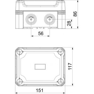 Produktbild für Abzweigdose OBO X06 H25 GP4 LGR 2005304, wasserdicht IP66